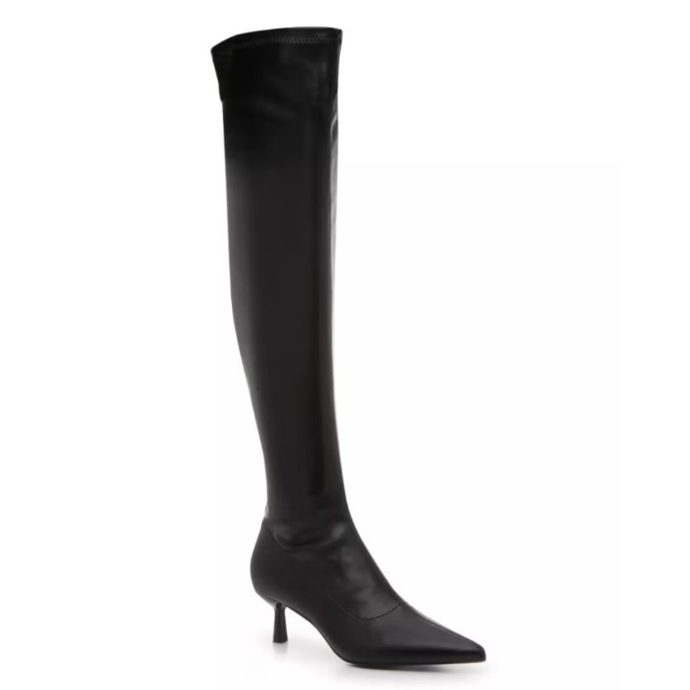 Madden Girl Women Boots‎ 8M Wide Calf Deserai Pull On Over The Knee Black Smooth
